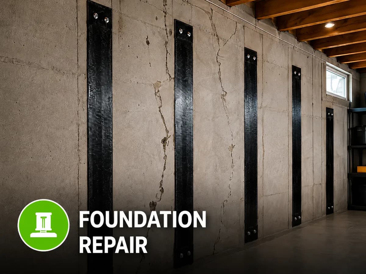 Foundation wall repair with carbon fiber reinforcement straps